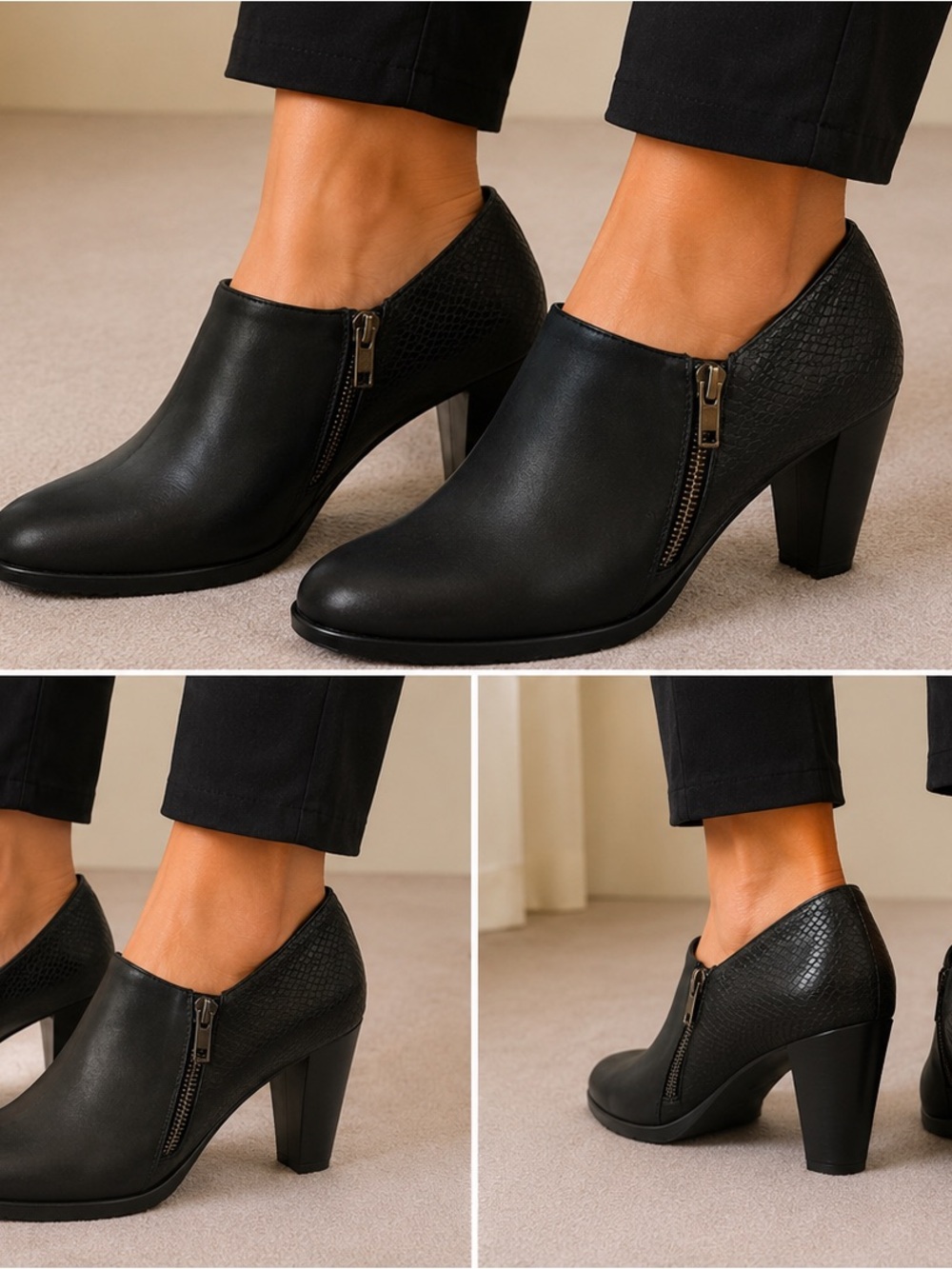whitemt. Black Women's Chukka Boots with Side Zip